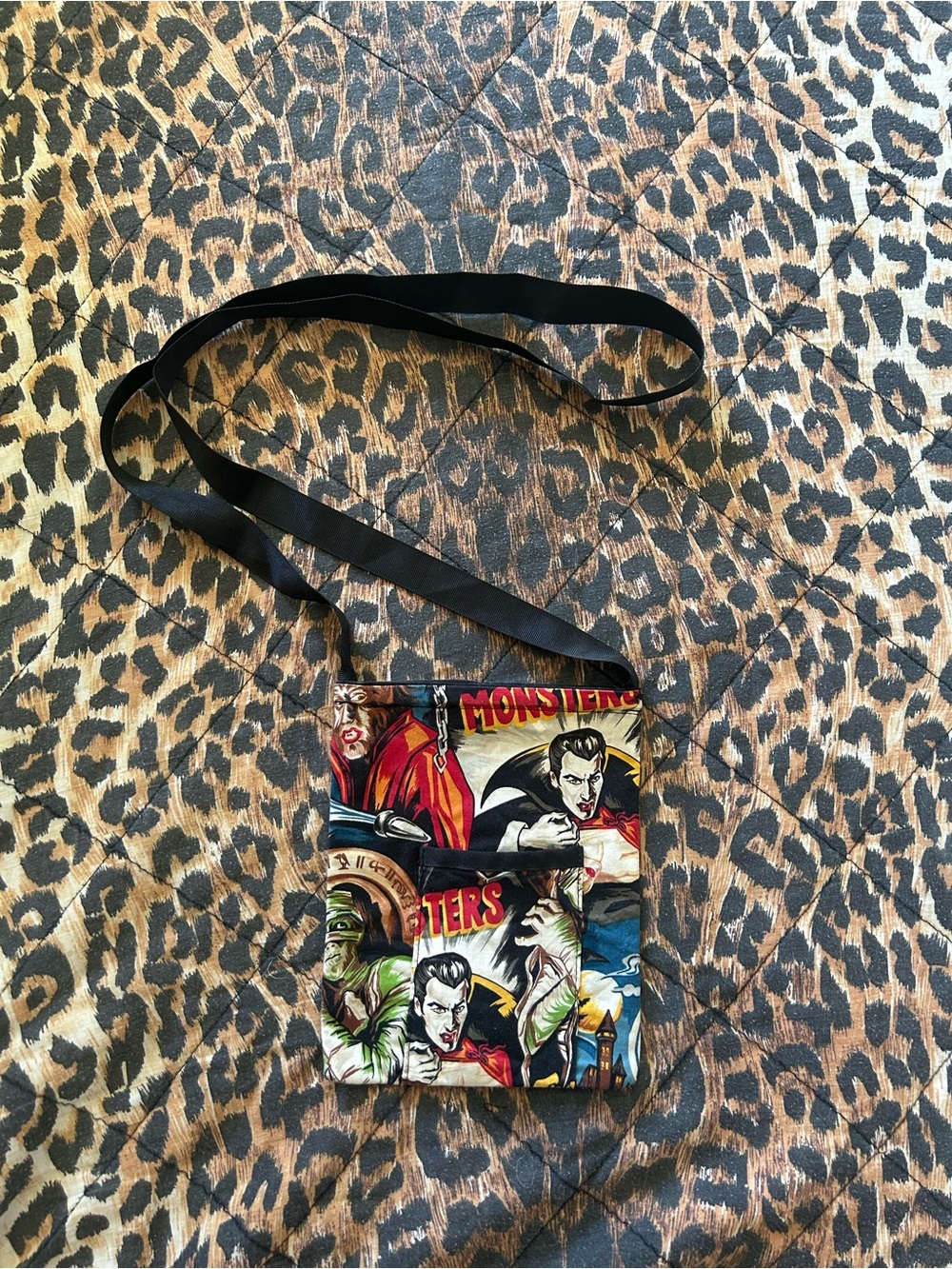 Monsters Graphic Crossbody Bag - Black Strap